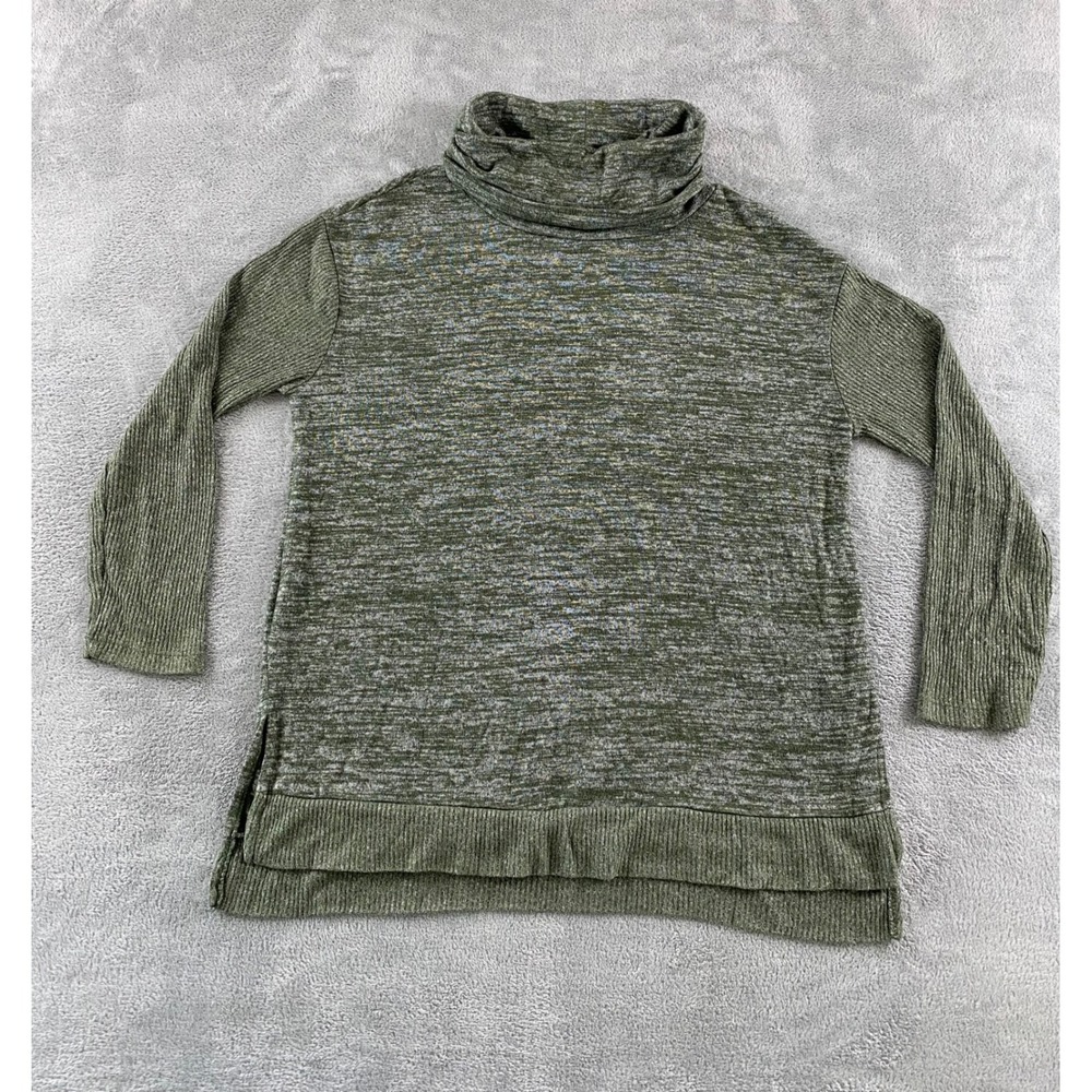 Sonoma Goods For Life Womens PM Olive Green Cowl Neck Marled Knit Pullover Top